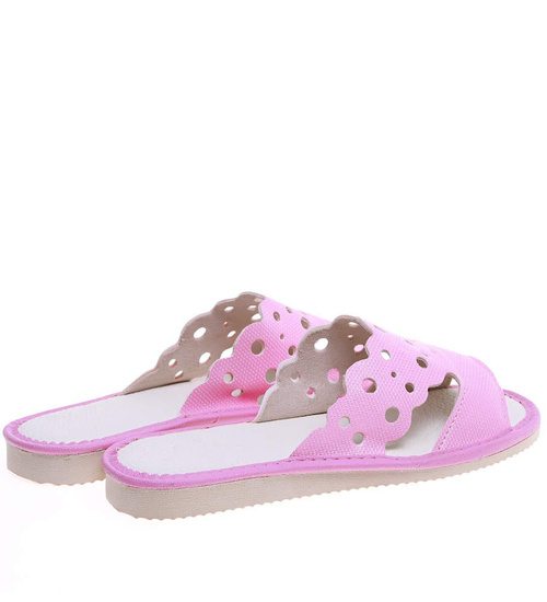 Różowe ażurowe domowe klapki kapcie /A10-1 16170 S165/