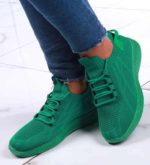 Wsuwane damskie buty sportowe neonowa zieleń /A2-2 13129 S296/