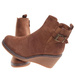 Karmelowe botki damskie na koturnie /D2-1 18352 W385/