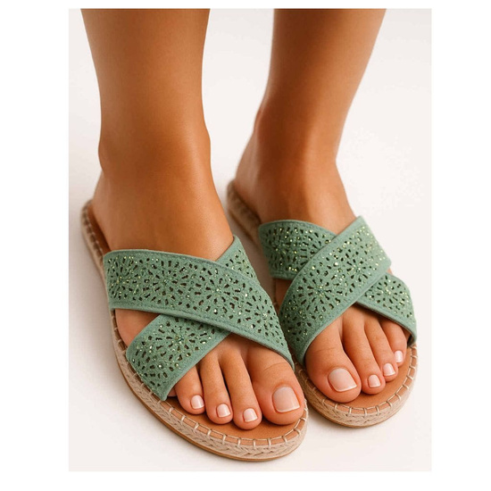 Zielone klapki espadryle /A2-2 17709 G188/