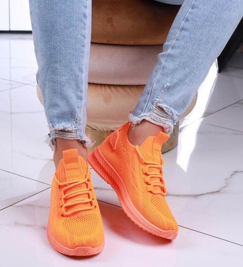 Wsuwane damskie buty sportowe Pomarańczowe /C2-2 13128 S394/