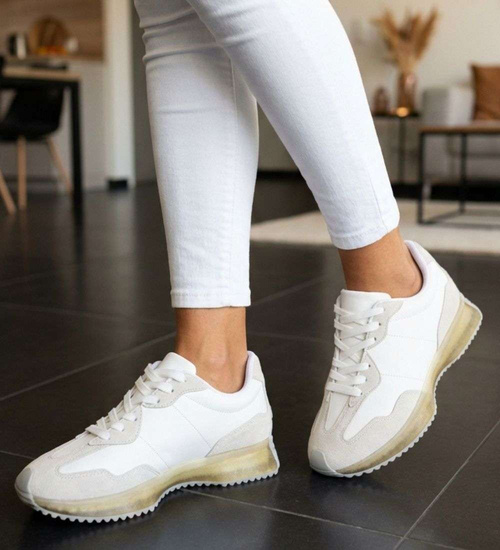 Biało szare damskie sneakersy buty sportowe /D7-2 18849 T155/