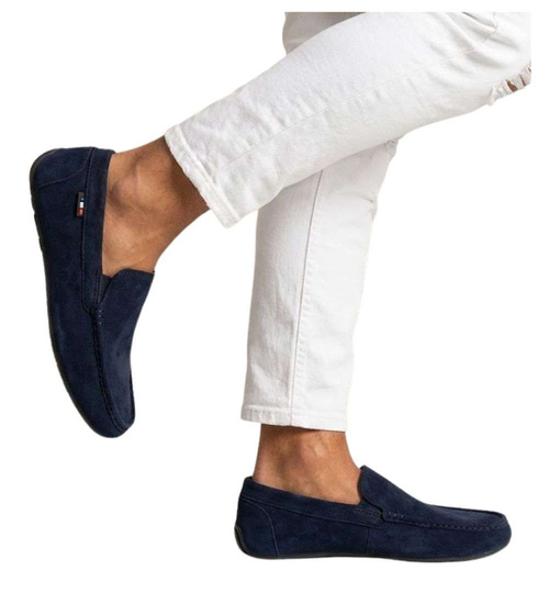 Zamszowe buty męskie wsuwane mokasyny /F2-2 16629 S398/