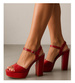 Czerwone sandały damskie na słupku i platformie /C5-1 12207 G18-45 +H2/
