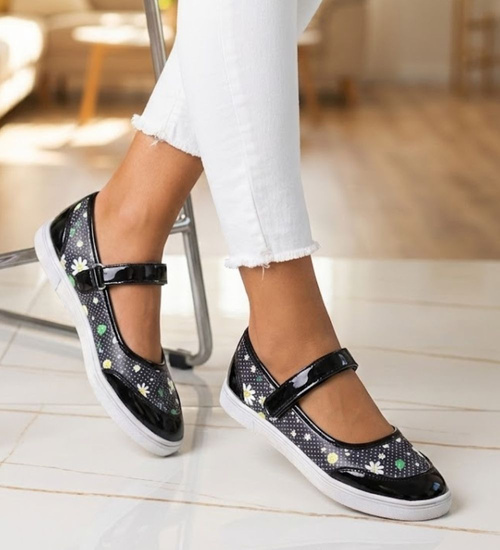 Czarne dziewczęce baleriny z  paseczkiem /A6-2 14942 S089/