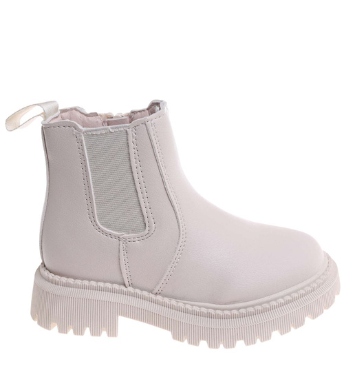 Beżowe dziewczęce botki sztyblety /E6-3 18600 T282/