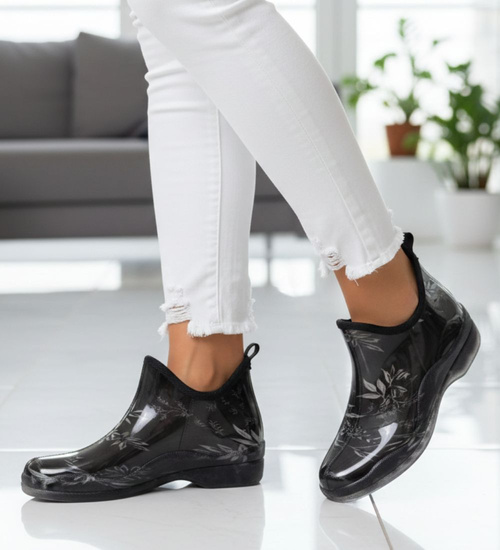 Damskie kalosze z krótką cholewką czarne /F3--1 12490 T396/