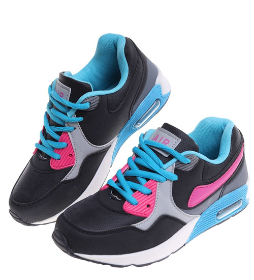 Sznurowane dziewczęce buty sportowe BL-Turq-Fuks /C1-2 18129 T292/