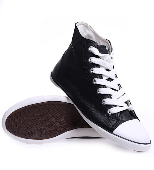 Czarne trampki damskie z wysoką cholewką /E5-2 15283 S097/