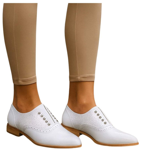 Ażurowe białe półbuty oxfordy /J4-2 13327 T131/