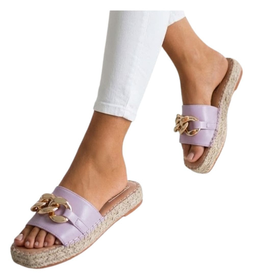 Fioletowe klapki espadryle na platformie /E9-3 11484 T297/