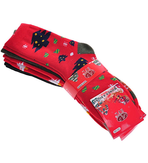 Grube świąteczne skarpety damskie zestaw 4 par /D6-1 SK29 S11-5/