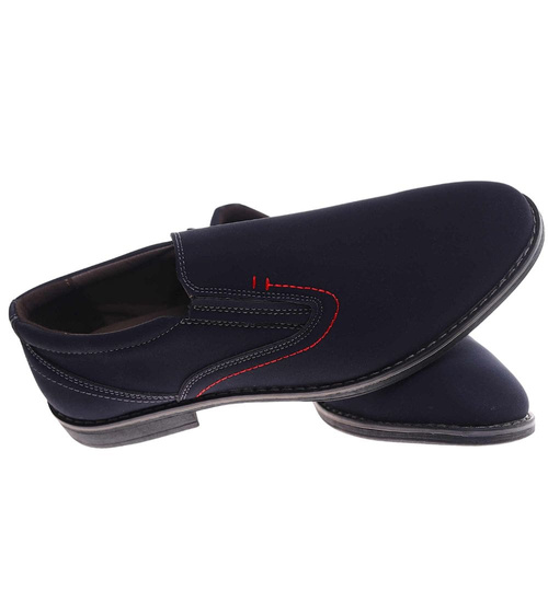 Wsuwane męskie półbuty granatowe pantofle /B4-2 15301 T356/