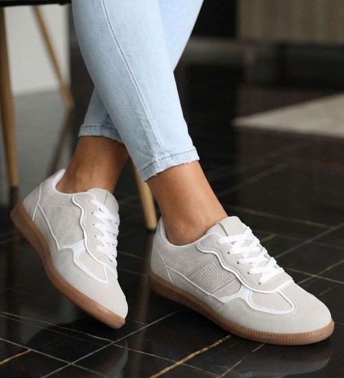 Szare sznurowane buty sportowe casual /D9-1 18795 W286/