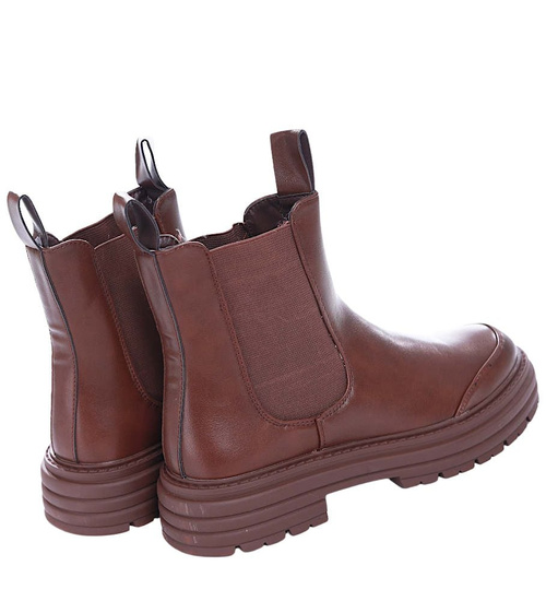 Brązowe botki sztyblety lekko ocieplane /E1-1 17060 T288/