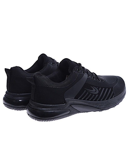Sznurowane męskie czarne buty sportowe sneakersy /B6-1 14634 S296/