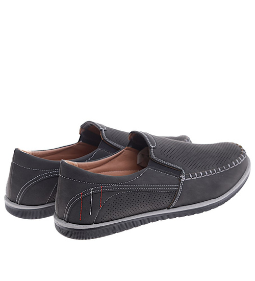 Wsuwane męskie półbuty mokasyny szare /B6-1 16544 T481/