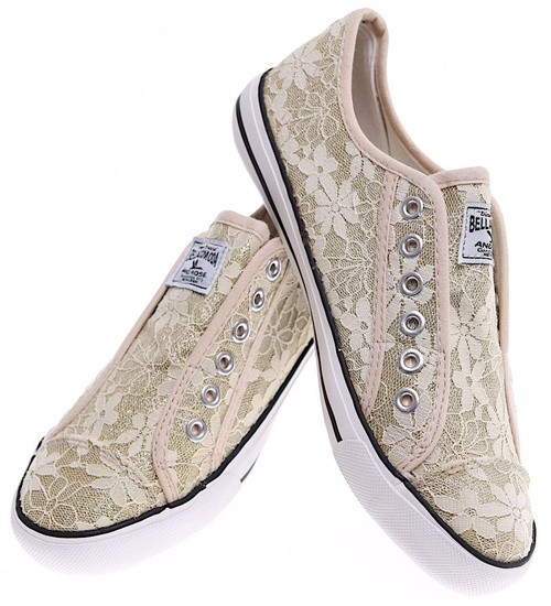 Wsuwane złote trampki damskie /E3-1 16495 G8-6/