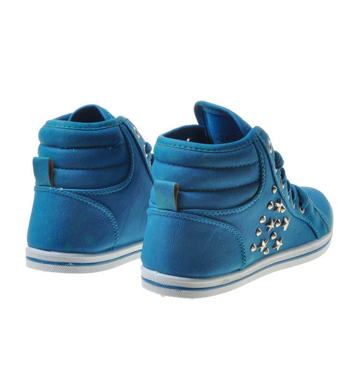 Trampki z wysoką cholewką dziecięce NIEBIESKIE /E9-3 6272 S191/