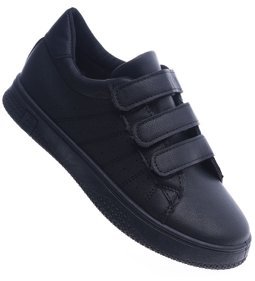 Klasyczne czarne trampki damskie na rzep /A5-2 14116 S268/