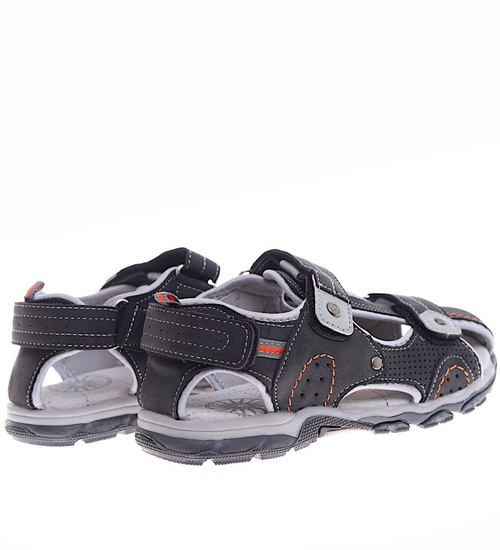 Szare chłopięce sandały na rzep /B5-3 8976 S294/