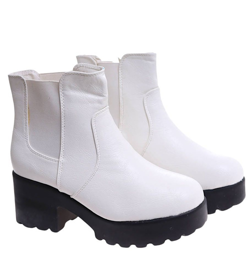 Ocieplane białe botki na platformie /C6-2 16619 T142/