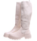 Beżowe kozaki damskie na platformie z elastyczną cholewką / E6-3 15306 T792/