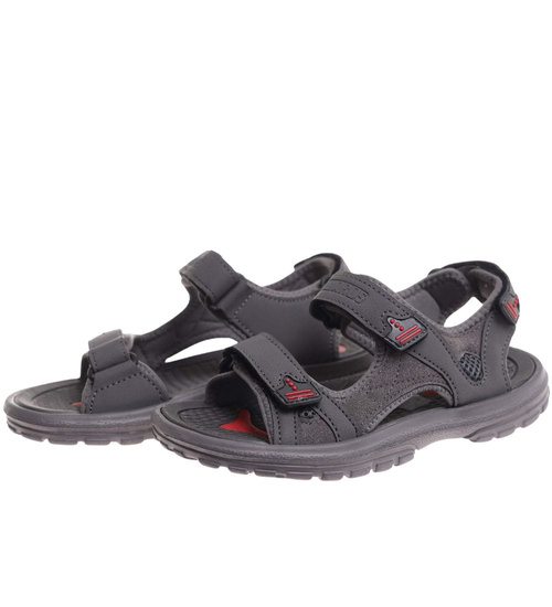 Szare chłopięce sandały na rzepy /B5-1 17942 T259/