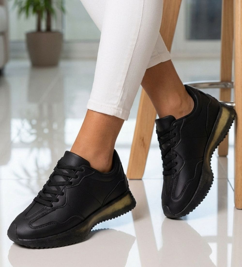 Czarne damskie sneakersy buty sportowe /F1-1 18850 T155/