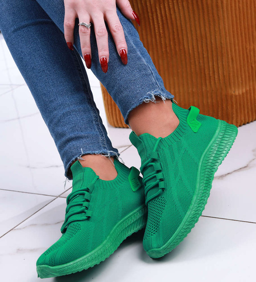 Wsuwane damskie buty sportowe neonowa zieleń /A2-2 13129 S296/