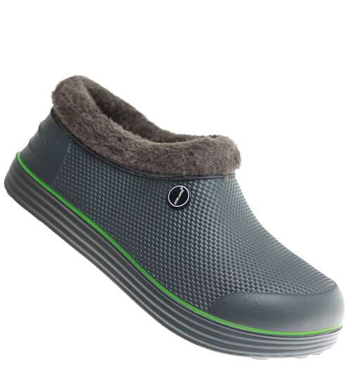 Zielone krótkie kalosze piankowe z futerkiem /F7-1 17073  T291/