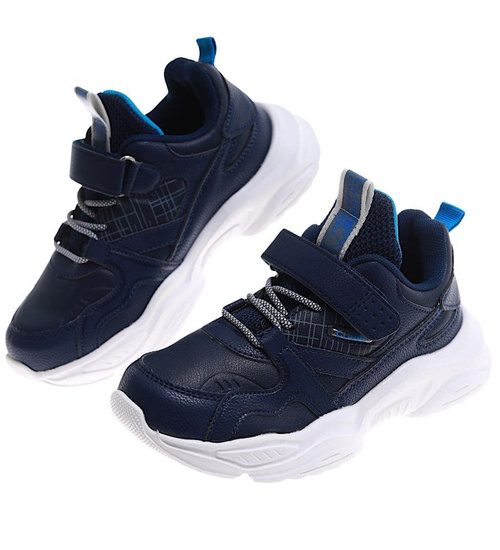 Uniwersalne dziecięce granatowe buty sportowe na rzepy /A2-1 16832 T289/