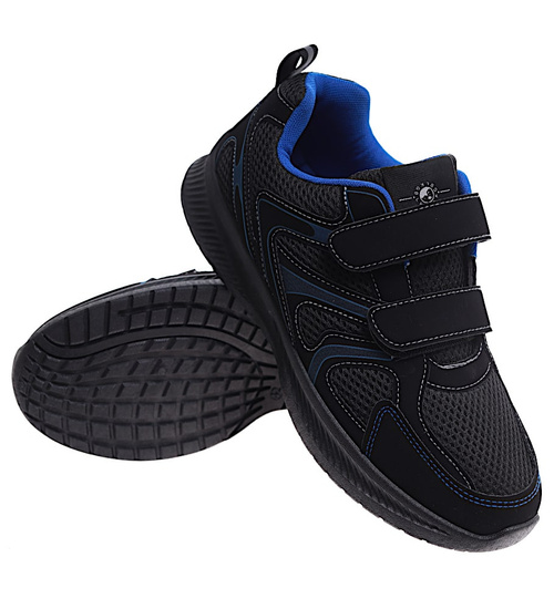 Męskie czarne buty sportowe na rzepy /G1-1 16684 T289/