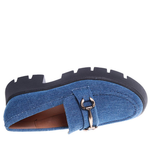 Półbuty loafersy damskie na platformie /E5-2 14894 T487/