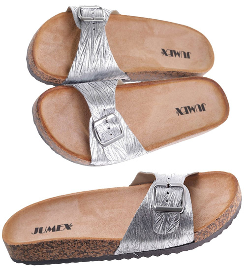 Srebrne profilowane klapki damskie /G8-2  17717 T182/