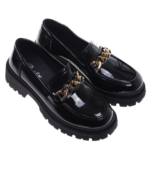 Czarne damskie półbuty na platformie OST492