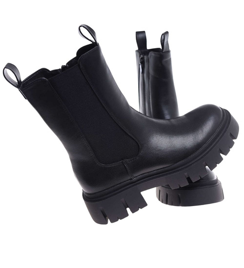 Ocieplane czarne botki na platformie /H2 J5-2 18377 T386/