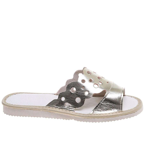 Złote ażurowe domowe klapki kapcie /G11-1 16203  S165/