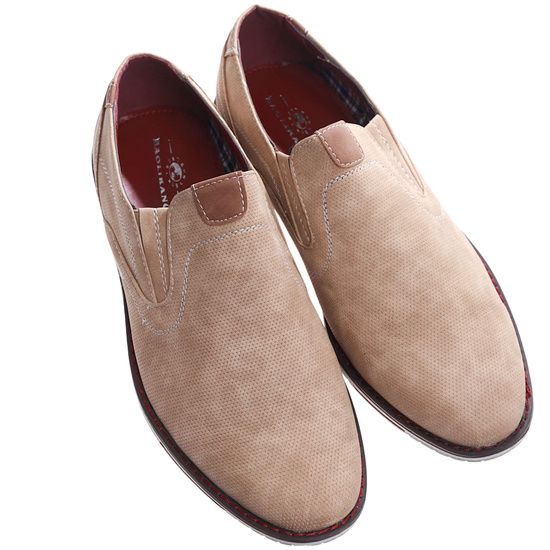 Wsuwane męskie beżowe półbuty /F1-2 17374 T346/