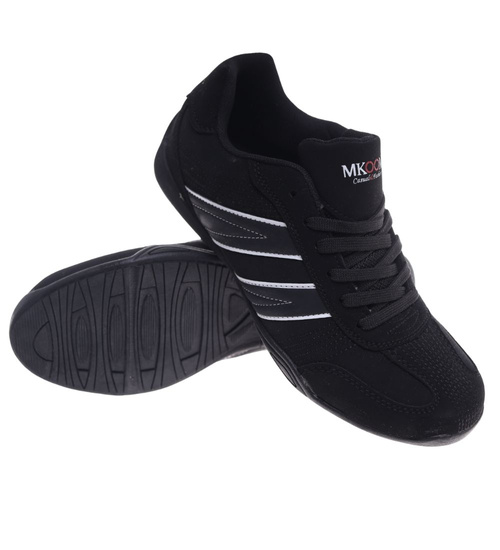 Sznurowane damskie czarne buty sportowe ost505