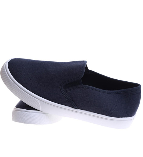 Granatowe męskie trampki slip on /D2-3 17164 T286/