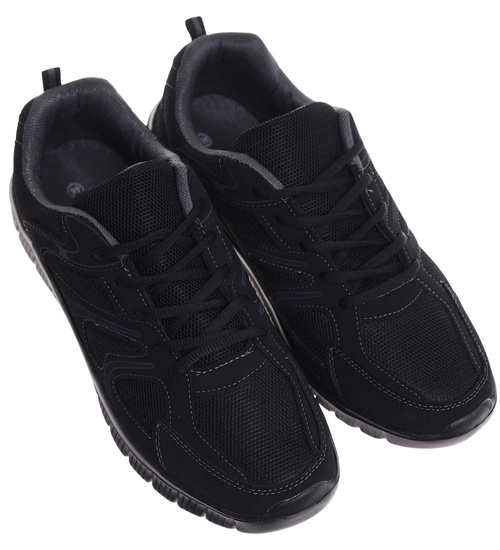 Wiązane czarne męskie buty sportowe Duże rozmiary /D3-3 18018 S471/