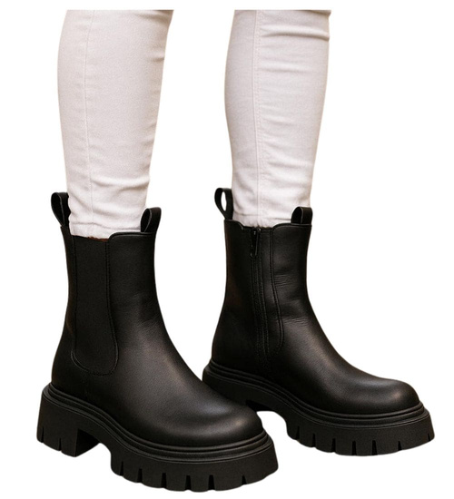 Ocieplane czarne botki na platformie /H2 J5-2 18377 T386/