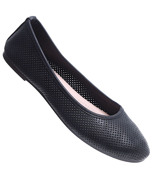 Ażurowe czarne balerinki /A8-2 15651 T192/