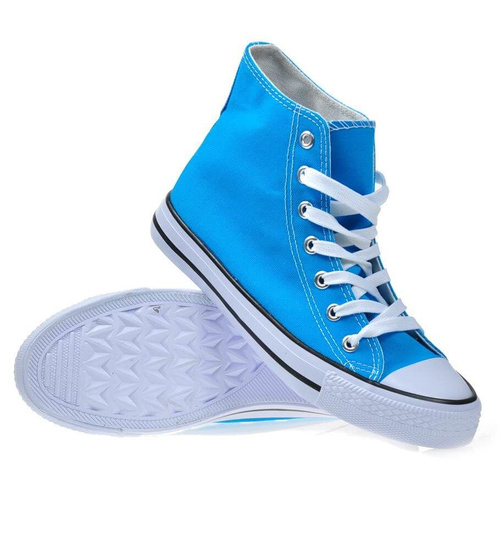 Wysokie niebieskie trampki z tkaniny /E2-2 4236 S174/