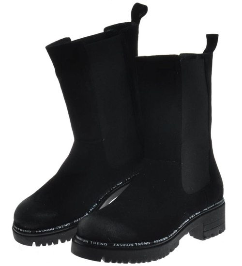 Kozaki damskie z krótką cholewką Czarne /E6-1 9990 S199/