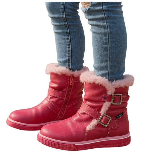 Botki ocieplane fuksjowe dziewczęce kozaki /E3-2 17002 T145/