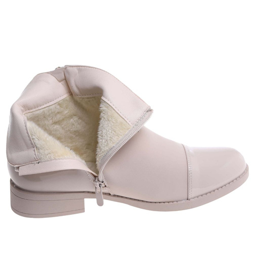 Zimowe beżowe botki damskie ocieplane /L3-2 18544 W222/