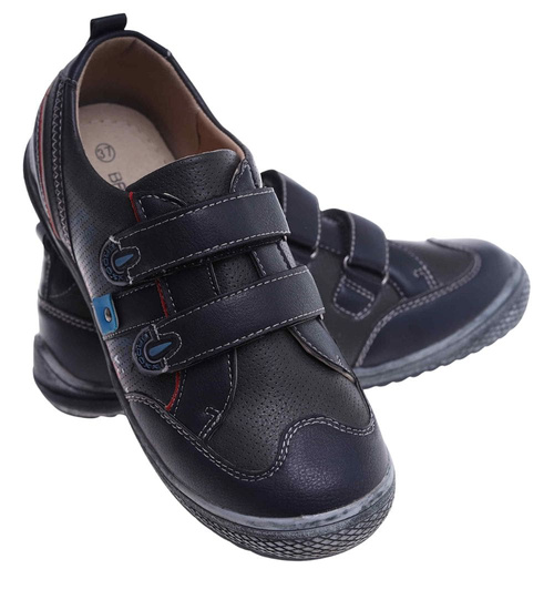 Chłopięce półbuty na rzepy Granatowe /E8-2 18125 T282/