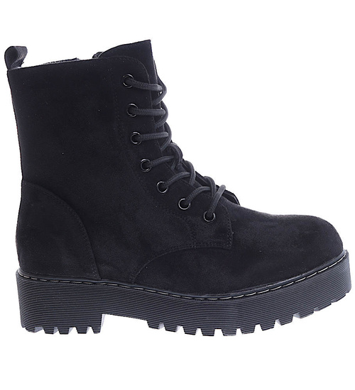 Ocieplane czarne trapery na platformie /A5-2 15021 T498/